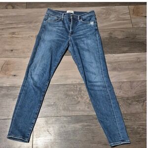 AGOLDE Los Angeles Womens Tapered Leg Jeans Medium Wash Blue Size 27 Distressed